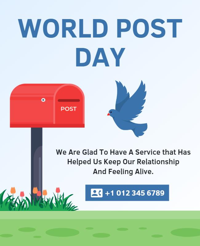 Cheerful Blue World Post Day Celebration Poster Template