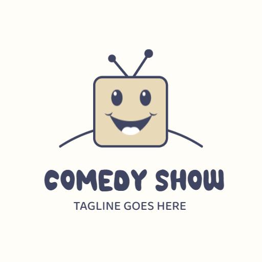 Cheerful Cartoon Character Engaging Audience in Comedy Show Logo Template