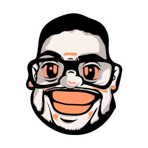 Cheerful Cartoon Character Mascot Design with Glasses Logo Template