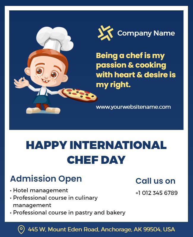 Cheerful Cartoon Chef Theme for International Chef Day Poster Template