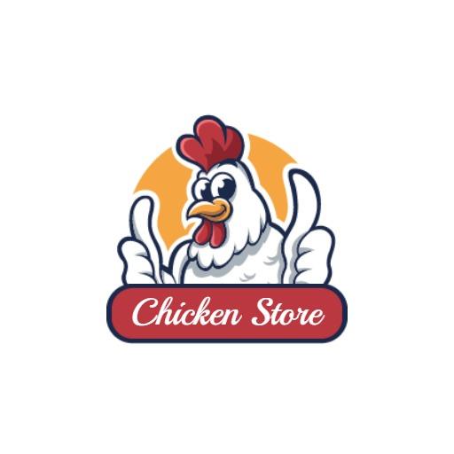 Cheerful Cartoon Chicken with Thumbs Up for Chicken Store Logo Template