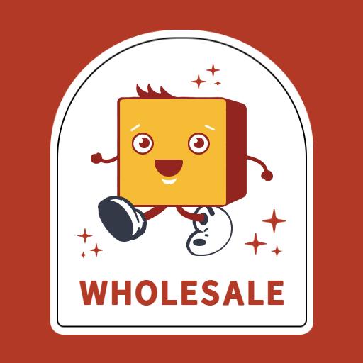 Cheerful Cartoon Cube Character Promoting Wholesale Deals Logo Template