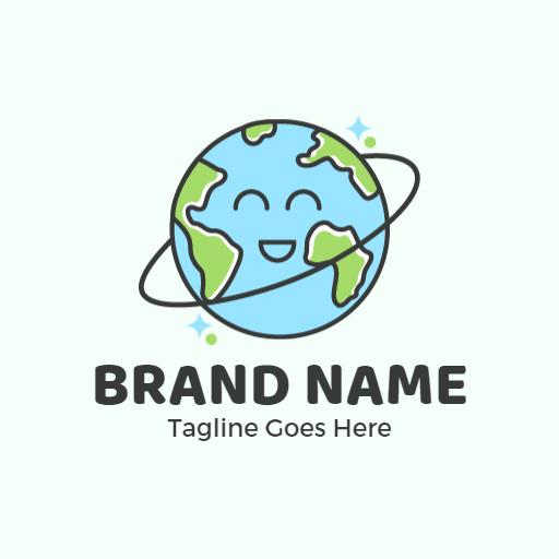 Cheerful Cartoon Earth Design Promoting Global Awareness Logo Template