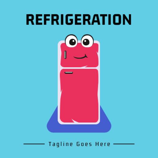 Cheerful Cartoon Fridge Design for Reliable Refrigeration Logo Template