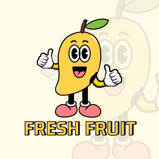 Cheerful Cartoon Mango Character Promoting Fresh Fruit Logo Template