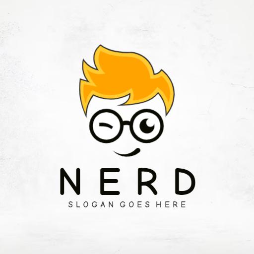 Cheerful Cartoon Nerd Character with Playful Expression Logo Template