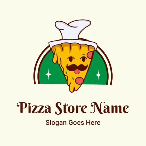 Cheerful Cartoon Pizza Slice Celebrating Flavorful Nutrition Logo Template