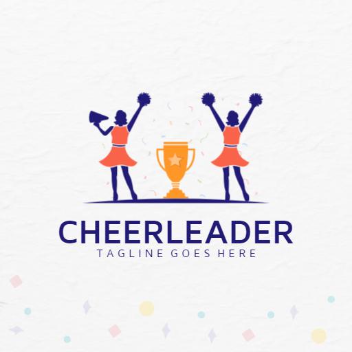Cheerful Cheerleaders Celebrating with a Trophy Logo Template