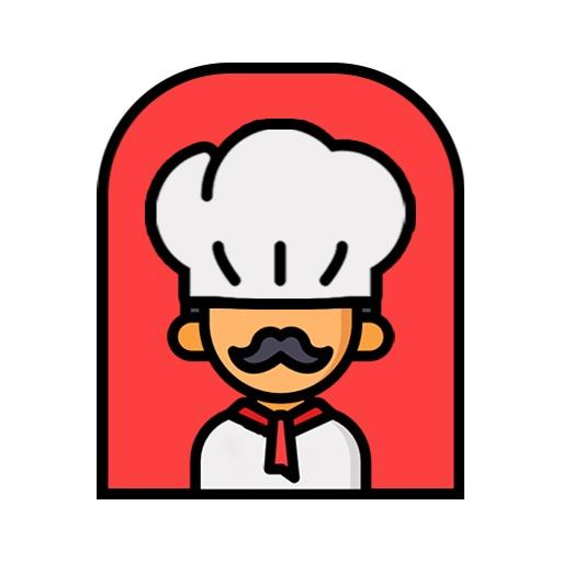 Cheerful Chef with Classic White Hat in Catering Scene Logo Template