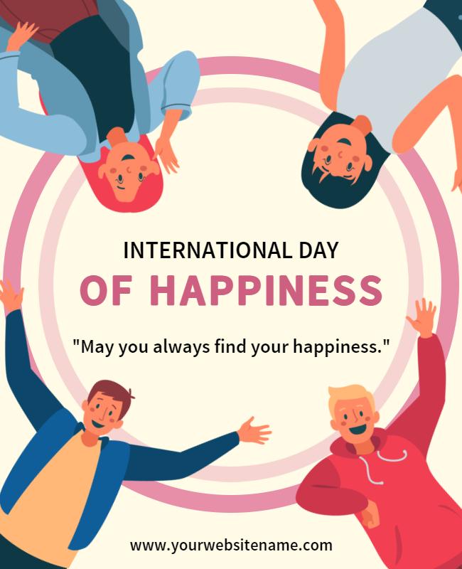 Cheerful Colorful International Day of Happiness Poster Template