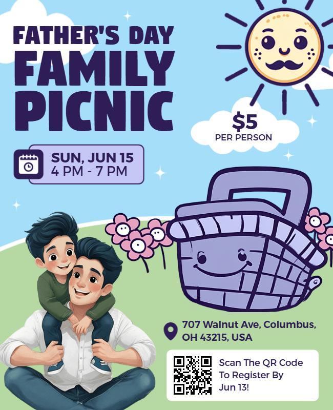 Cheerful Father's Day Family Picnic Celebration Flyer Template