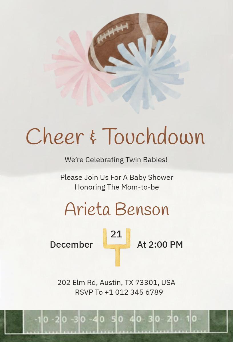 Cheerful Football Themed Baby Shower Celebration Invitation Template
