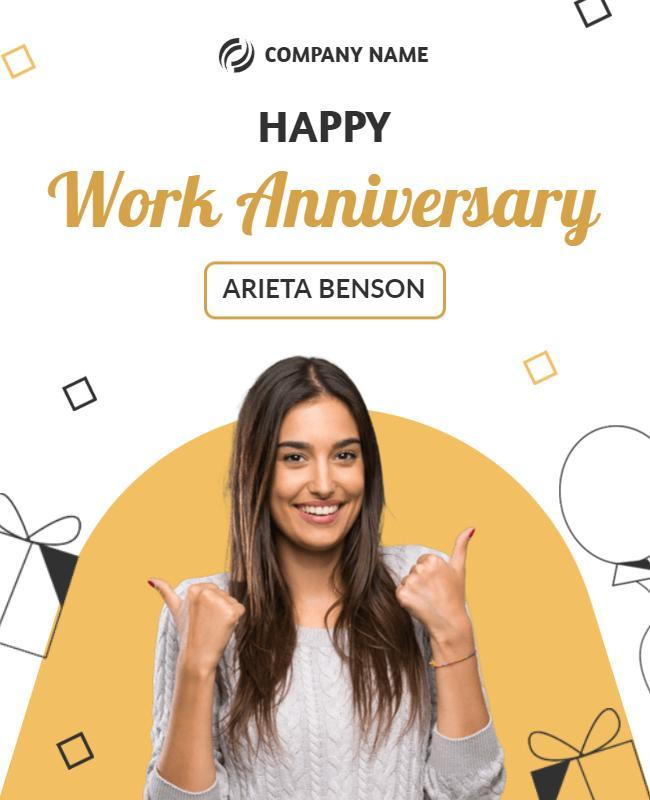 Cheerful Gold Work Anniversary Celebration Poster Template