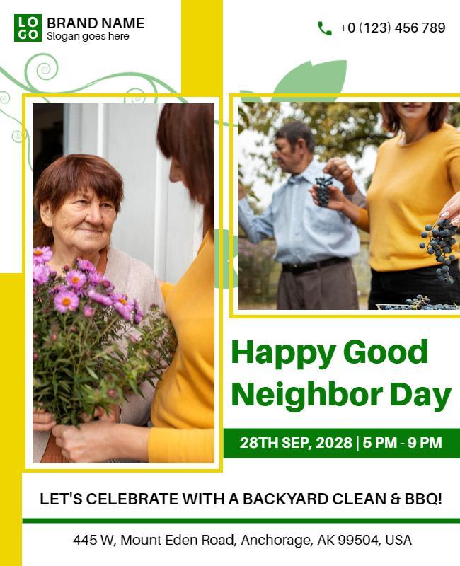 Cheerful Green Backyard Celebration for Good Neighbor Day Poster Template