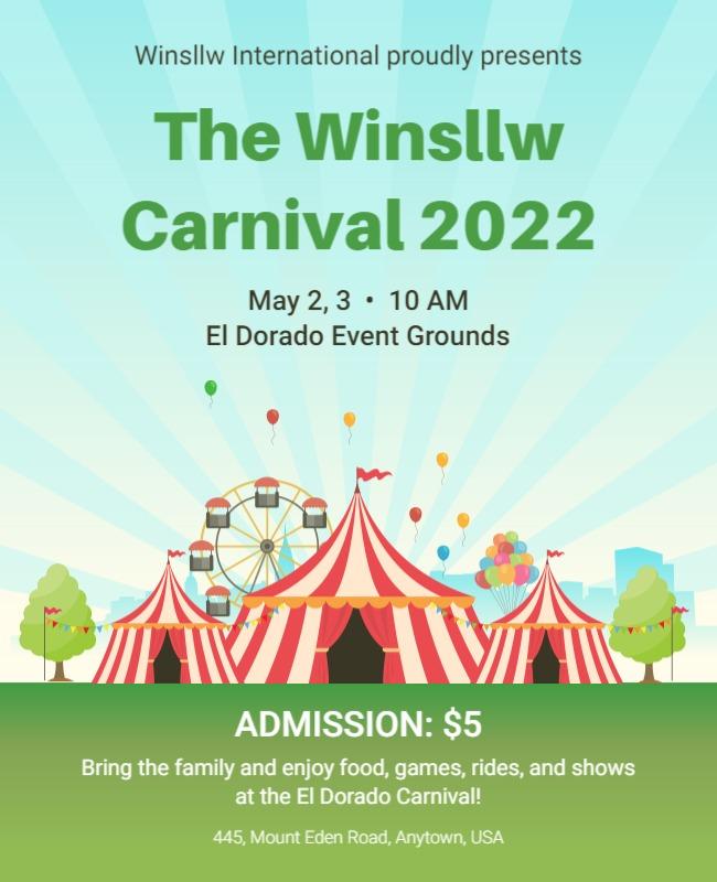 Cheerful Green Family Carnival Celebration Poster Template