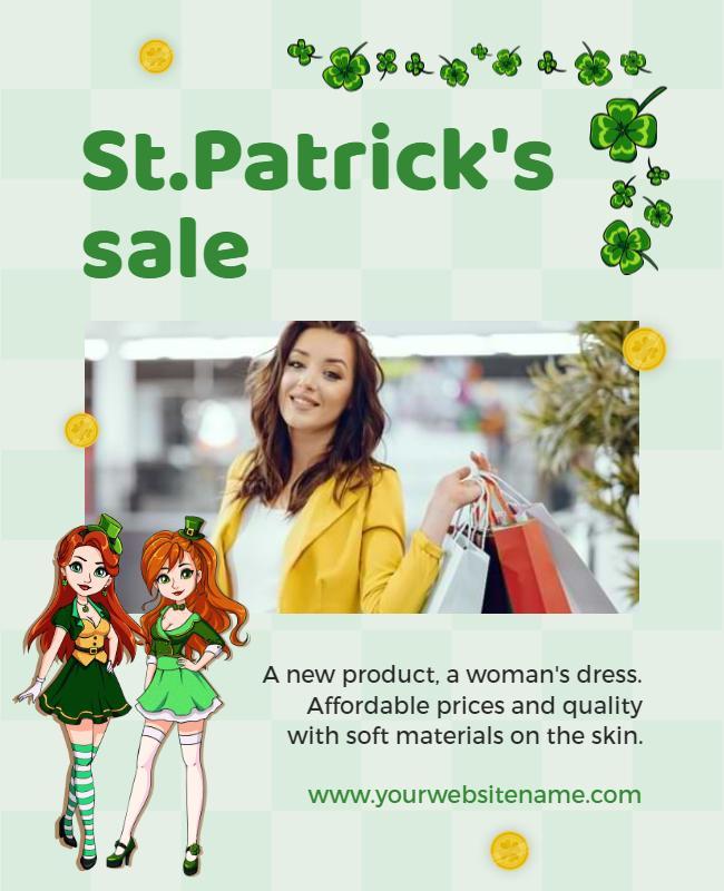 Cheerful Green Irish Holiday Discount Offer Poster Template