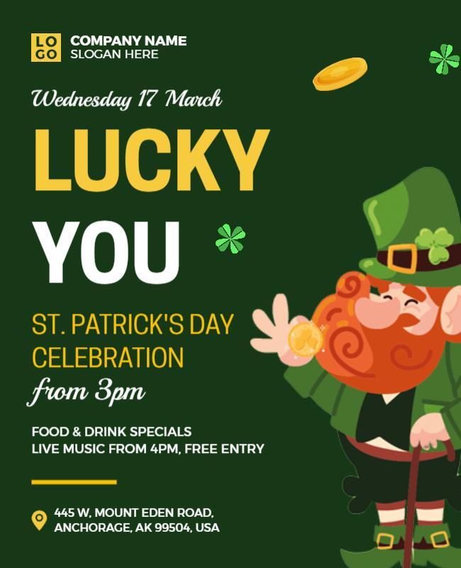 Cheerful Green Leprechaun St. Patrick's Day Event Poster Template