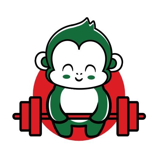 Cheerful Green Monkey Lifting Weights Mascot Logo Template
