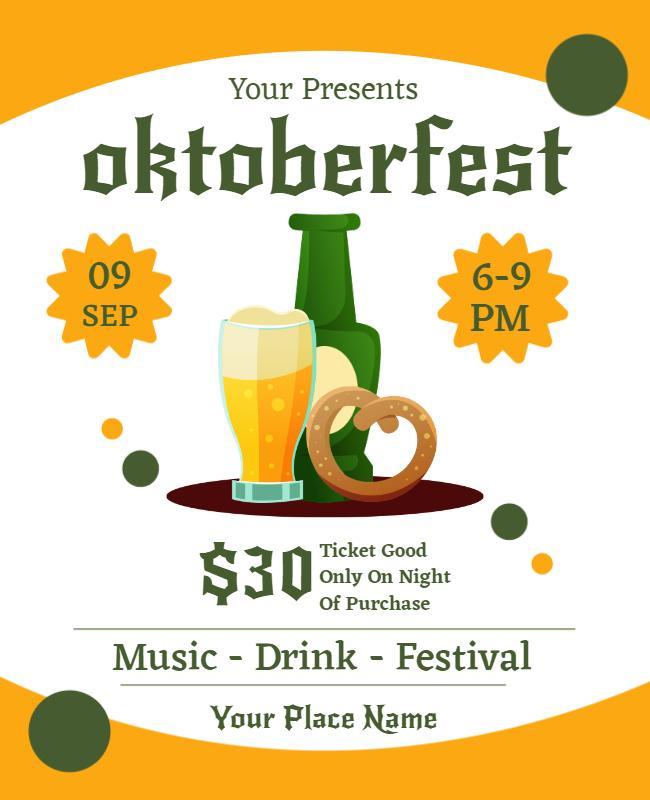 Cheerful Green Oktoberfest Food and Drink Festival Poster Template