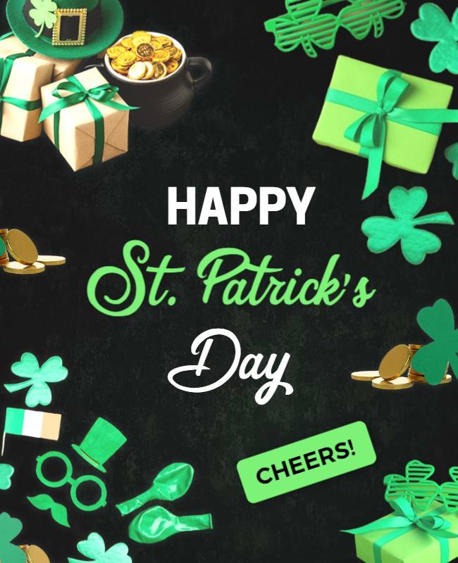 Cheerful Green Shamrock Decorations for St. Patrick's Day Poster Template