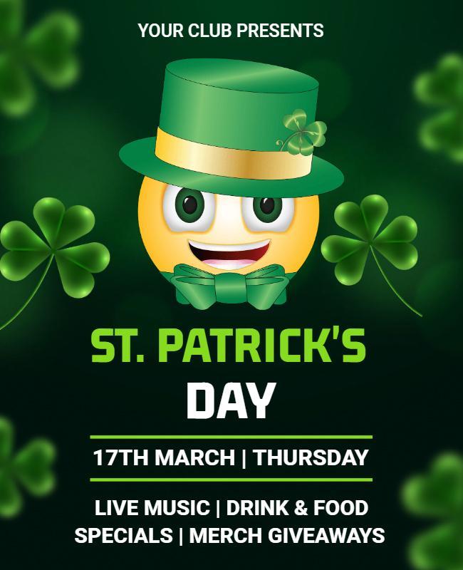 Cheerful Green Shamrock Party for St. Patrick's Day Poster Template