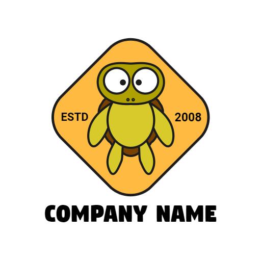 Cheerful Green Turtle Design with Friendly Expression Logo Template