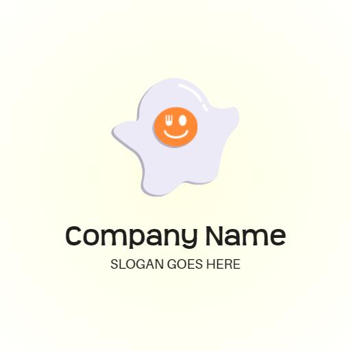 Cheerful Happy Ghost Icon Celebrating Food Culture Logo Template