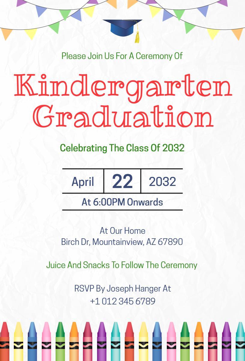 Cheerful Kindergarten Graduation Celebration Invitation Template