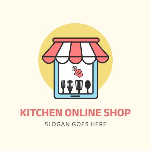 Cheerful Kitchen Icon Representing Online Shop Services Logo Template