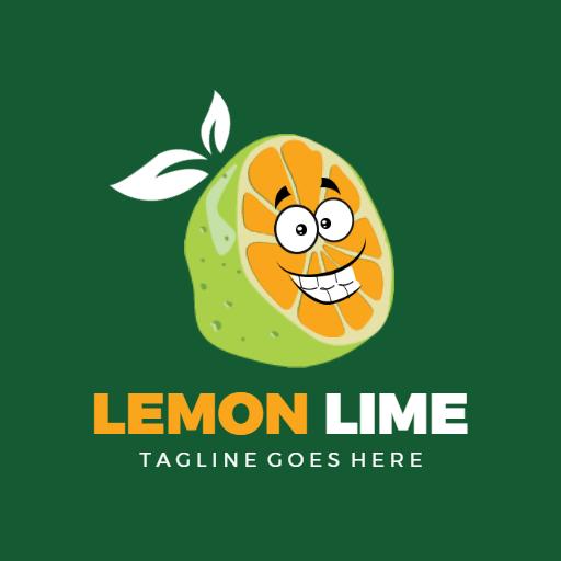 Cheerful Lime Character with Bright Green Background Logo Template