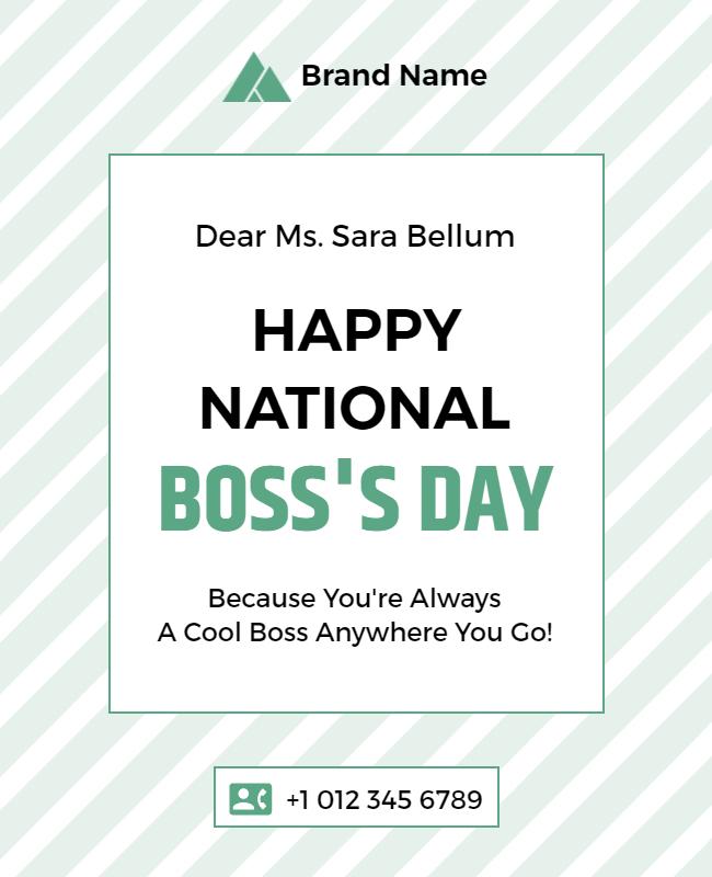Cheerful Minimalist Boss's Day Greeting Card Poster Template