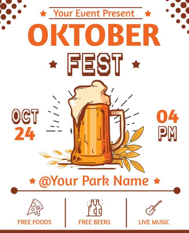 Cheerful Orange Beer Mug Oktoberfest Festival Gathering Poster Template