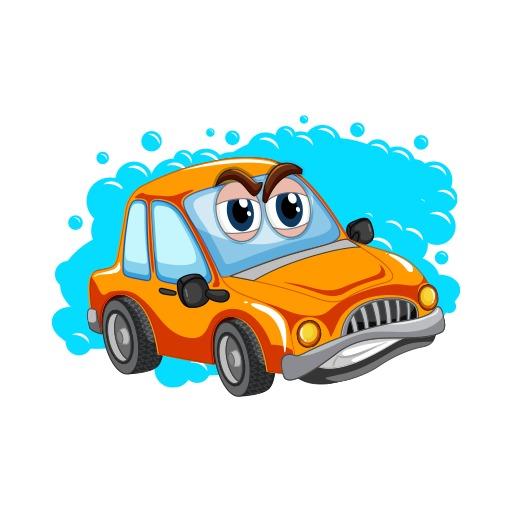Cheerful Orange Cartoon Car Character Mascot Logo Template