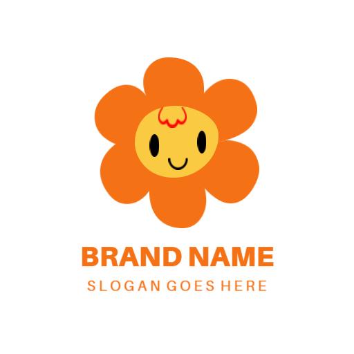 Cheerful Orange Flower Character Creating Baby Products Logo Template