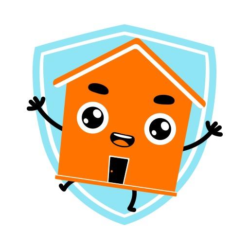 Cheerful Orange House Character Symbolizing Home Mascot Logo Template