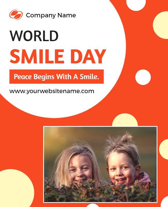 Cheerful Orange World Smile Day Celebration Poster Template