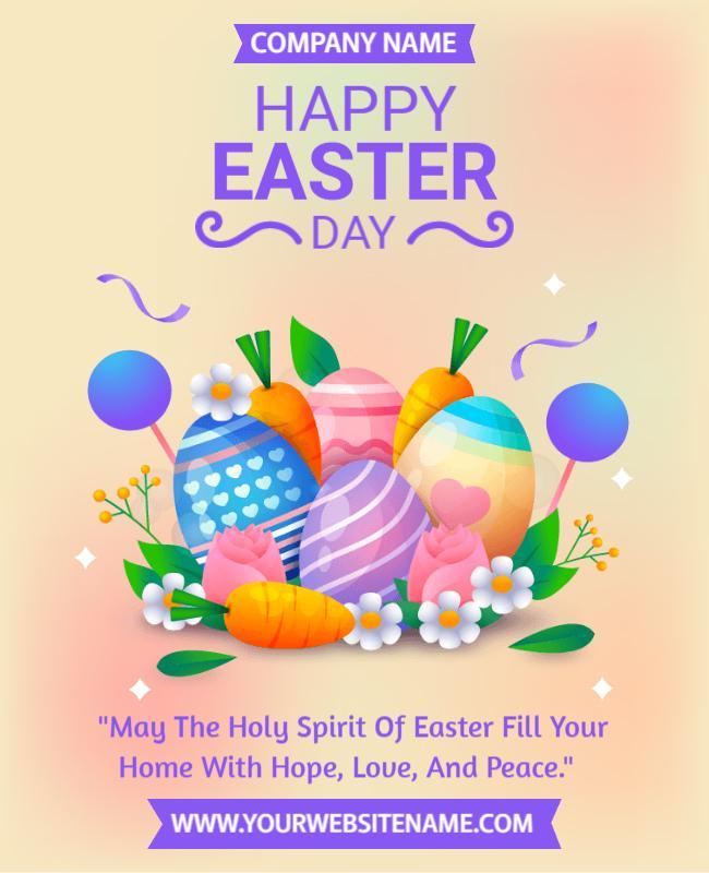 Cheerful Pastel Easter Egg Celebration Festival Flyer Template