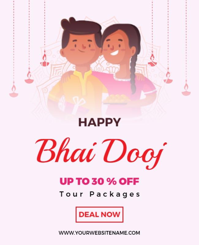 Cheerful Pink Bhai Dooj Celebration Tour Package Flyer Template