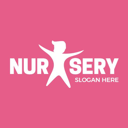 Cheerful Pink Design Representing a Children's Nursery Logo Template