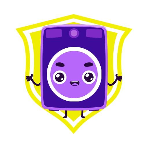 Cheerful Purple Character with Friendly Smile Mascot Logo Template