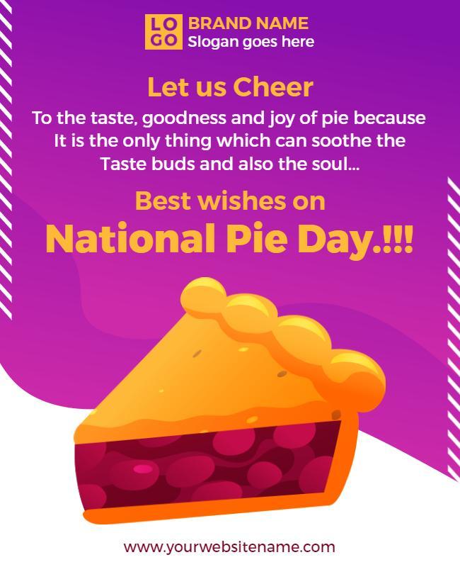 Cheerful Purple National Pie Day Celebration Poster Template