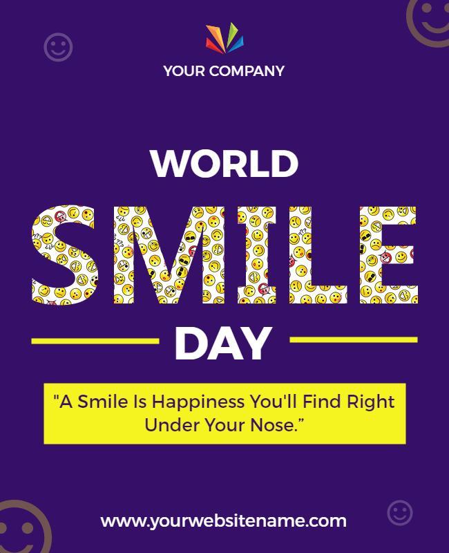 Cheerful Purple World Smile Day Celebration Poster Template