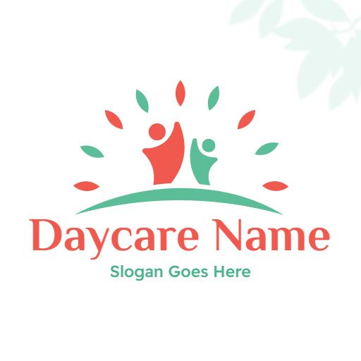Cheerful Red and Green Daycare Design for Children's Fun Logo Template