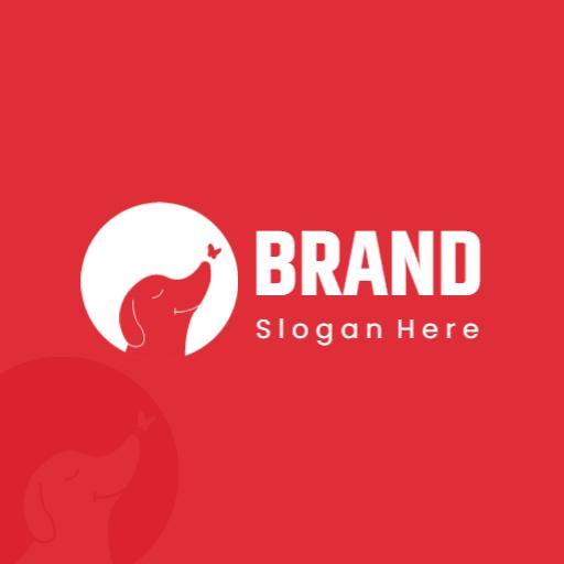 Cheerful Red Dog Design with Playful Love Elements Logo Template