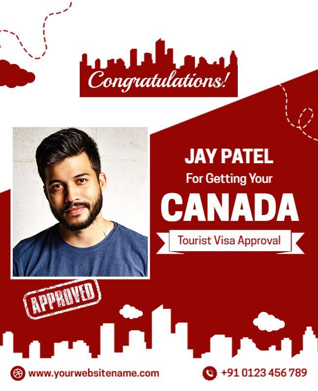 Cheerful Red Visa Approval Announcement Poster Template