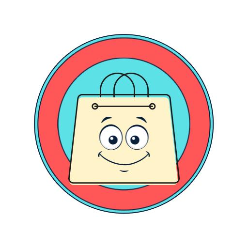 Cheerful Retro Shopping Bag Emphasizing Nostalgic Vibes Logo Template