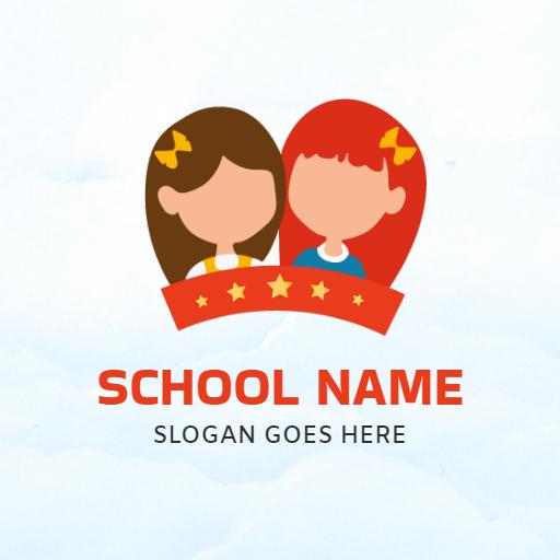 Cheerful School Children Emblem for Educational Purpose Logo Template