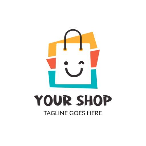 Cheerful Shopping Bag Design Featuring Retail Shop Logo Template