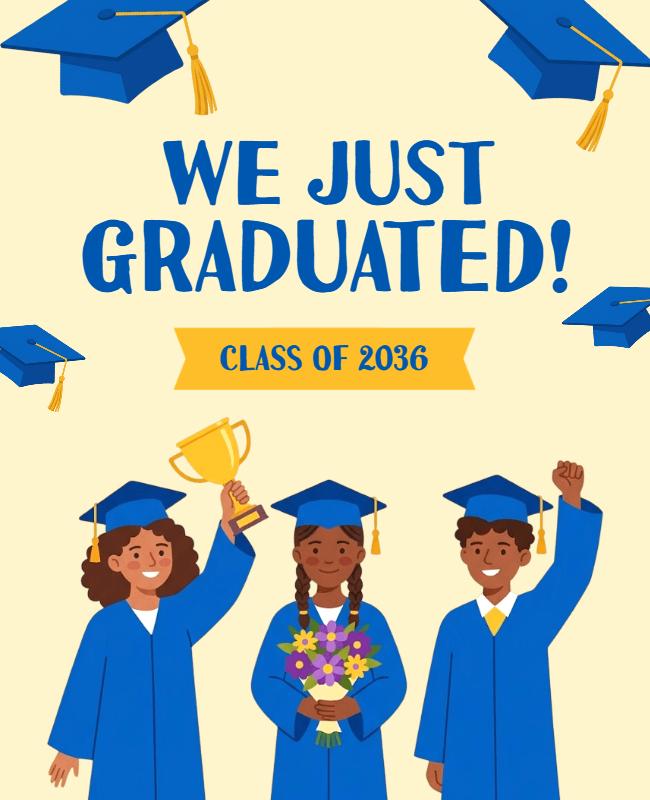 Cheerful Students Graduation Announcement Poster Template