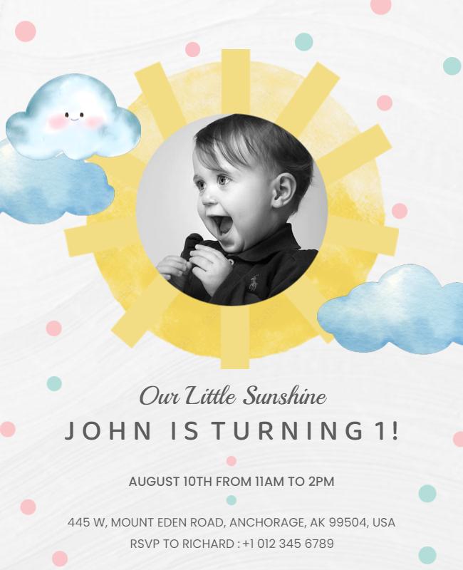 Cheerful Sunshine Theme Birthday Celebration Poster Template